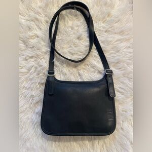 Vintage Coach Black Leather mini Hippi  slim saddle bag Made United States 9142